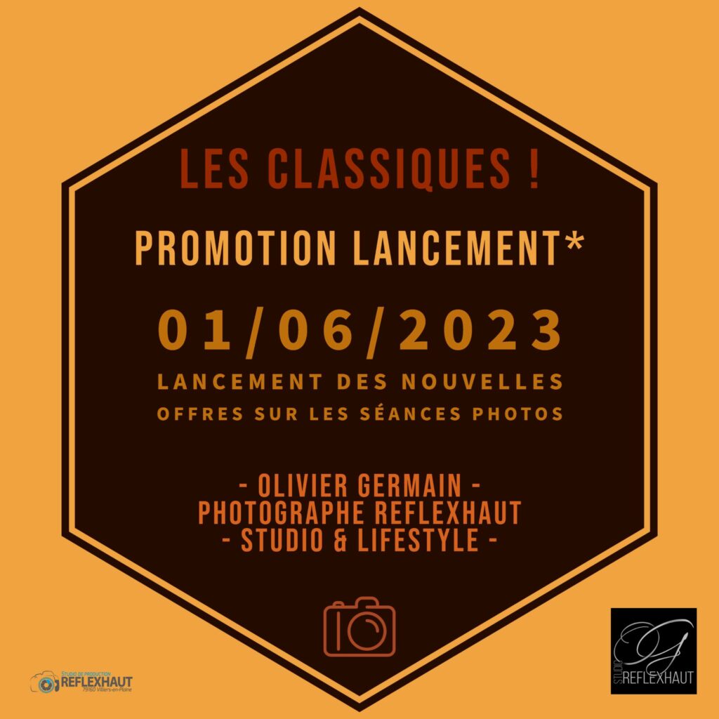 Votre séance photo au studio ou en extérieur avec REFLEXHAUT dès 59€* !!!
On est le 1er Juin 2023 🥳 - Chose promise, chose due ...
Je vous avais promis du changement et une grosse surprise pour le 1er Juin 2023, et on y est 🥂
Grosse simplification dans les offres et formules pour la réalisation de vos séances photos.
Cette nouvelle approche et simplification me permet aussi de vous rendre les séances photos beaucoup plus accessibles financièrement.
-
Dans quelques jours la fête des Mères et/ou la fête des Pères, c'est le moment aussi d'offrir ou se faire offrir des jolis souvenirs 😉
N'oubliez pas, je propose également les séances photos sous la forme de bon cadeau et plus largement l'offre de chèque cadeau REFLEXHAUT 🥳🎀
-
Ces offres sont proposées pour les 3 prochains mois, et pour lancer cette nouvelle offre pour vous faire plaisir, et on ne va pas se mentir pour aussi me faire plaisir, le tarif est réduit pour les 10 prochaines commandes et réservations en ligne 😍
*59€ tarif réduit pour les 10 prochaines réservations pour la séance habituellement à 79€. Réservation et programmation de votre séance à l'aide du nouvel agenda en ligne 👍 Les commandes peuvent également désormais se faire par SMS 😃
PS : Merci de ne pas tenir compte des tarifs et prix sur la boutique en ligne du studio, bien Votre séance photo au studio ou en extérieur avec REFLEXHAUT dès 59€* !!!
On est le 1er Juin 2023 🥳 - Chose promise, chose due ...
Je vous avais promis du changement et une grosse surprise pour le 1er Juin 2023, et on y est 🥂
Grosse simplification dans les offres et formules pour la réalisation de vos séances photos.
Cette nouvelle approche et simplification me permet aussi de vous rendre les séances photos beaucoup plus accessibles financièrement.
-
Dans quelques jours la fête des Mères et/ou la fête des Pères, c'est le moment aussi d'offrir ou se faire offrir des jolis souvenirs 😉
N'oubliez pas, je propose également les séances photos sous la forme de bon cadeau et plus largement l'offre de chèque cadeau REFLEXHAUT 🥳🎀
-
Ces offres sont proposées pour les 3 prochains mois, et pour lancer cette nouvelle offre pour vous faire plaisir, et on ne va pas se mentir pour aussi me faire plaisir, le tarif est réduit pour les 10 prochaines commandes et réservations en ligne 😍
*59€ tarif réduit pour les 10 prochaines réservations pour la séance habituellement à 79€. Réservation et programmation de votre séance à l'aide du nouvel agenda en ligne 👍 Les commandes peuvent également désormais se faire par SMS 😃
PS : Merci de ne pas tenir compte des tarifs et prix sur la boutique en ligne du studio, bien
