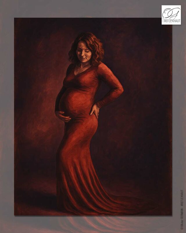 photographe grossesse Niort, séance photo maternité Niort, portrait grossesse artistique, photographe femme enceinte, photo artistique future maman, portrait d’art illustré