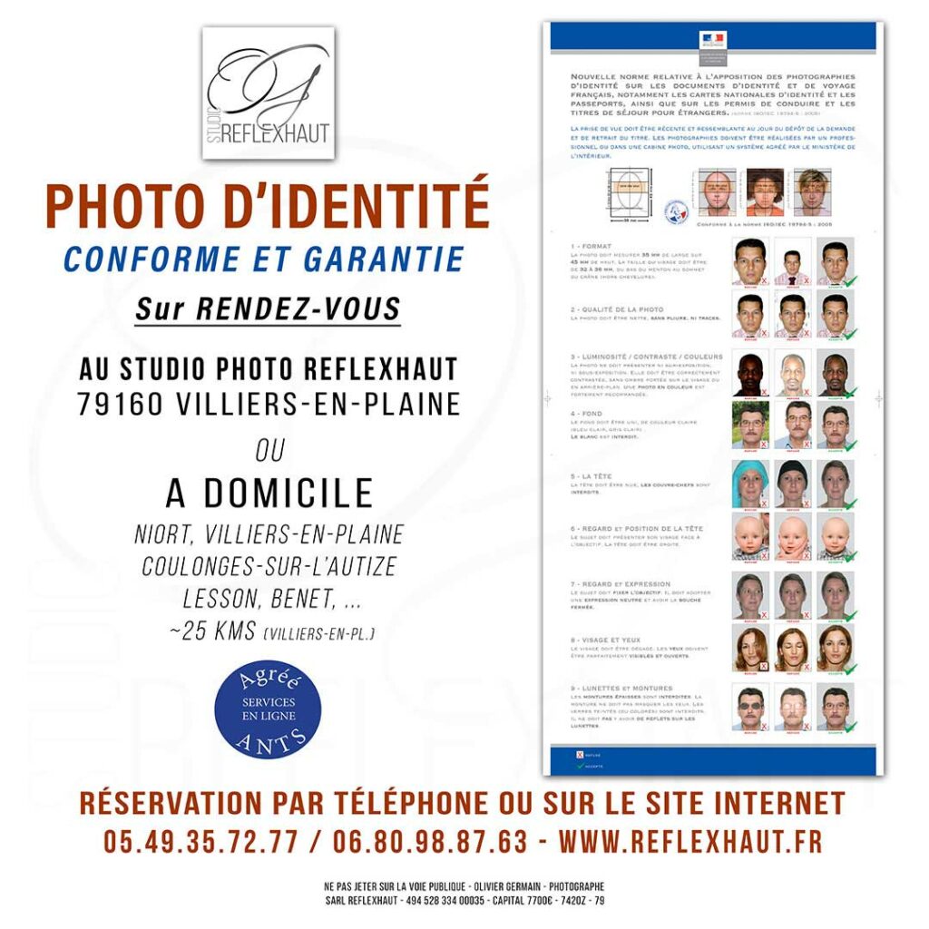 Réalisation photo d'identité au studio ou à domicile