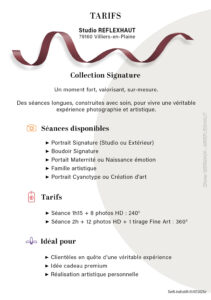 Tarifs Photographe - Collection Signature 202506