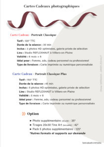 Tarifs Photographe - Carte Cadeau Photo