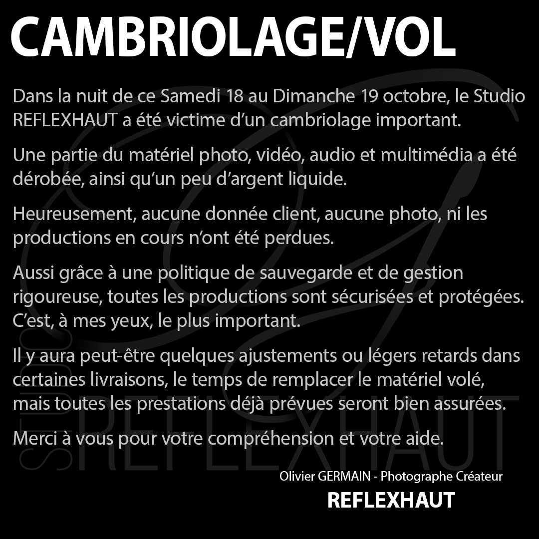 Cambriolage Villiers-en-Plaine - Studio REFLEXHAUT